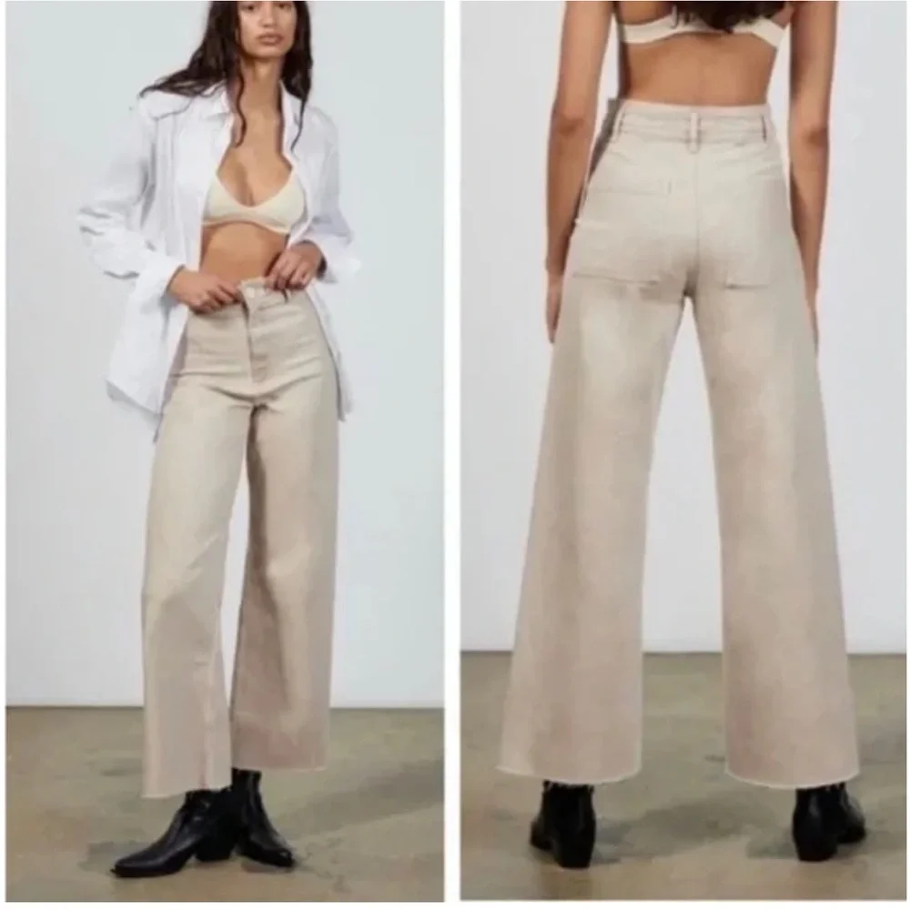 ZARA THE HIGH RISE MARINE STRAIGHT JEANS Size 4 - Picture 1 of 7
